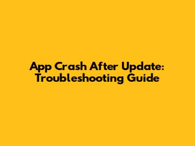 App Crash After Update: Troubleshooting Guide