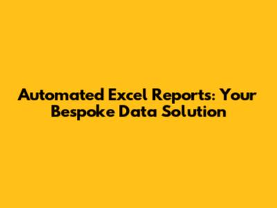 Automated Excel Reports: Your Bespoke Data Solution