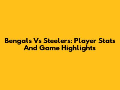 Bengals Vs Steelers: Player Stats And Game Highlights