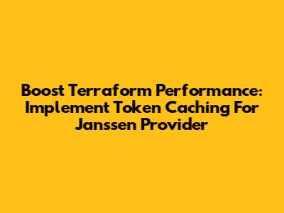 Boost Terraform Performance: Implement Token Caching For Janssen Provider