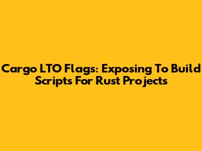 Cargo LTO Flags: Exposing To Build Scripts For Rust Projects