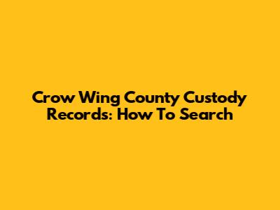 Crow Wing County Custody Records: How To Search