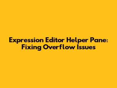 Expression Editor Helper Pane: Fixing Overflow Issues