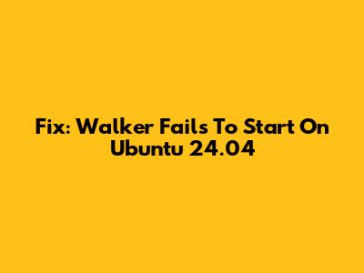 Fix: Walker Fails To Start On Ubuntu 24.04