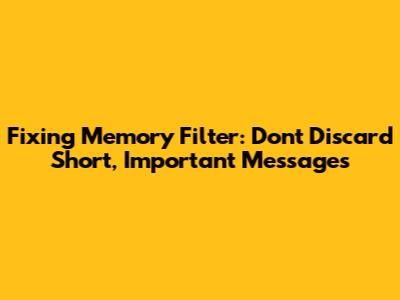 Fixing Memory Filter: Don't Discard Short, Important Messages