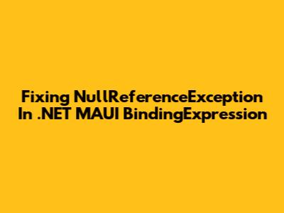 Fixing NullReferenceException In .NET MAUI BindingExpression