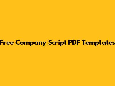 Free Company Script PDF Templates