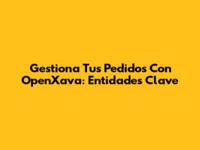 Gestiona Tus Pedidos Con OpenXava: Entidades Clave