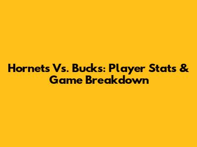 Hornets Vs. Bucks: Player Stats & Game Breakdown