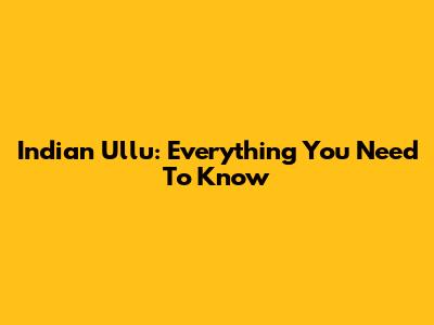 Indian Ullu: Everything You Need To Know