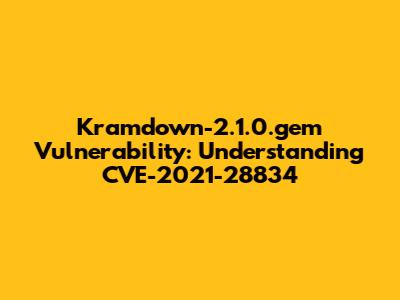 Kramdown-2.1.0.gem Vulnerability: Understanding CVE-2021-28834