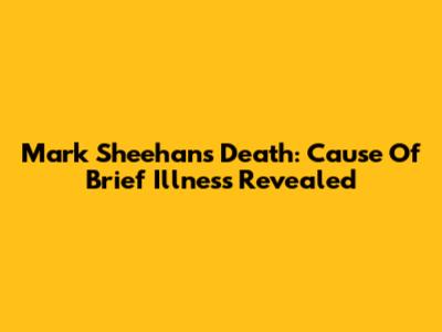 Mark Sheehan's Death: Cause Of Brief Illness Revealed