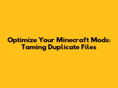 Optimize Your Minecraft Mods: Taming Duplicate Files