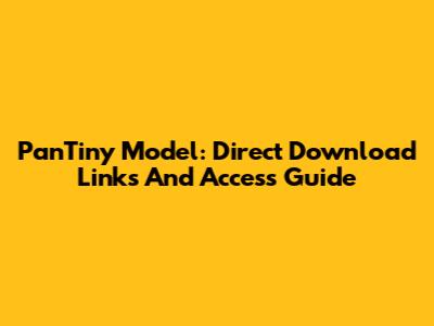 PanTiny Model: Direct Download Links And Access Guide