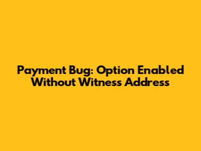 Payment Bug: Option Enabled Without Witness Address