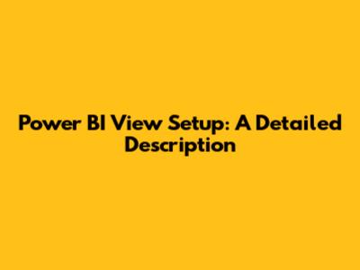 Power BI View Setup: A Detailed Description