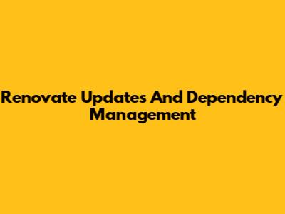 Renovate Updates And Dependency Management