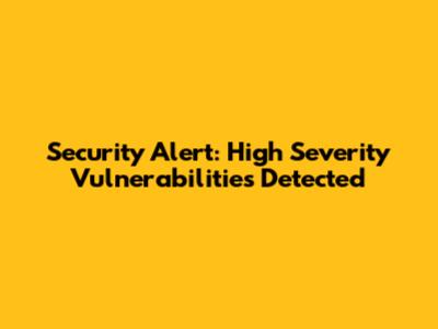 Security Alert: High Severity Vulnerabilities Detected