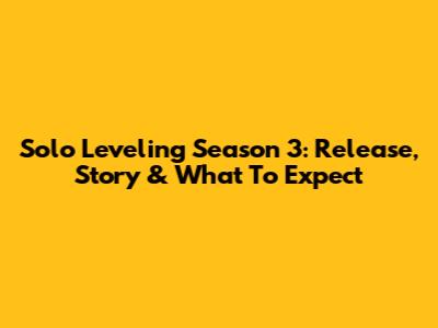 Solo Leveling Season 3: Release, Story & What To Expect