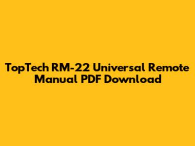 TopTech RM-22 Universal Remote Manual PDF Download