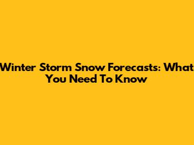 Winter Storm Snow Forecasts: What You Need To Know
